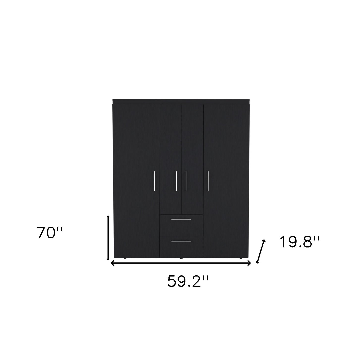 59" Black Two Drawer Combo Dresser-5