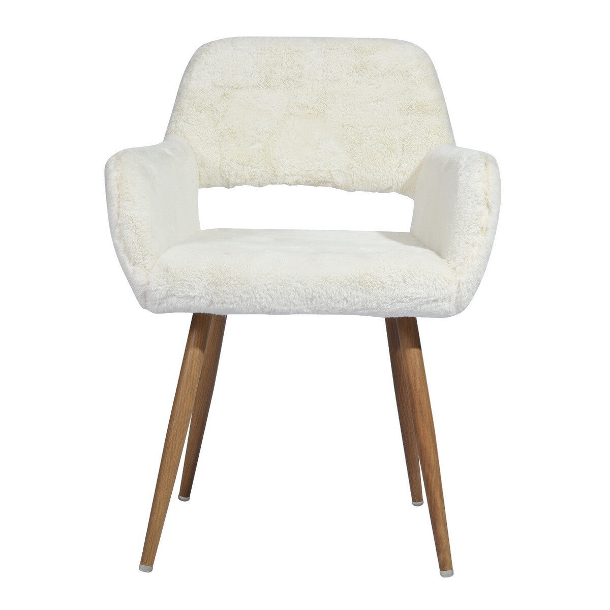 23" White and Brown Faux Fur Arm Chair-1