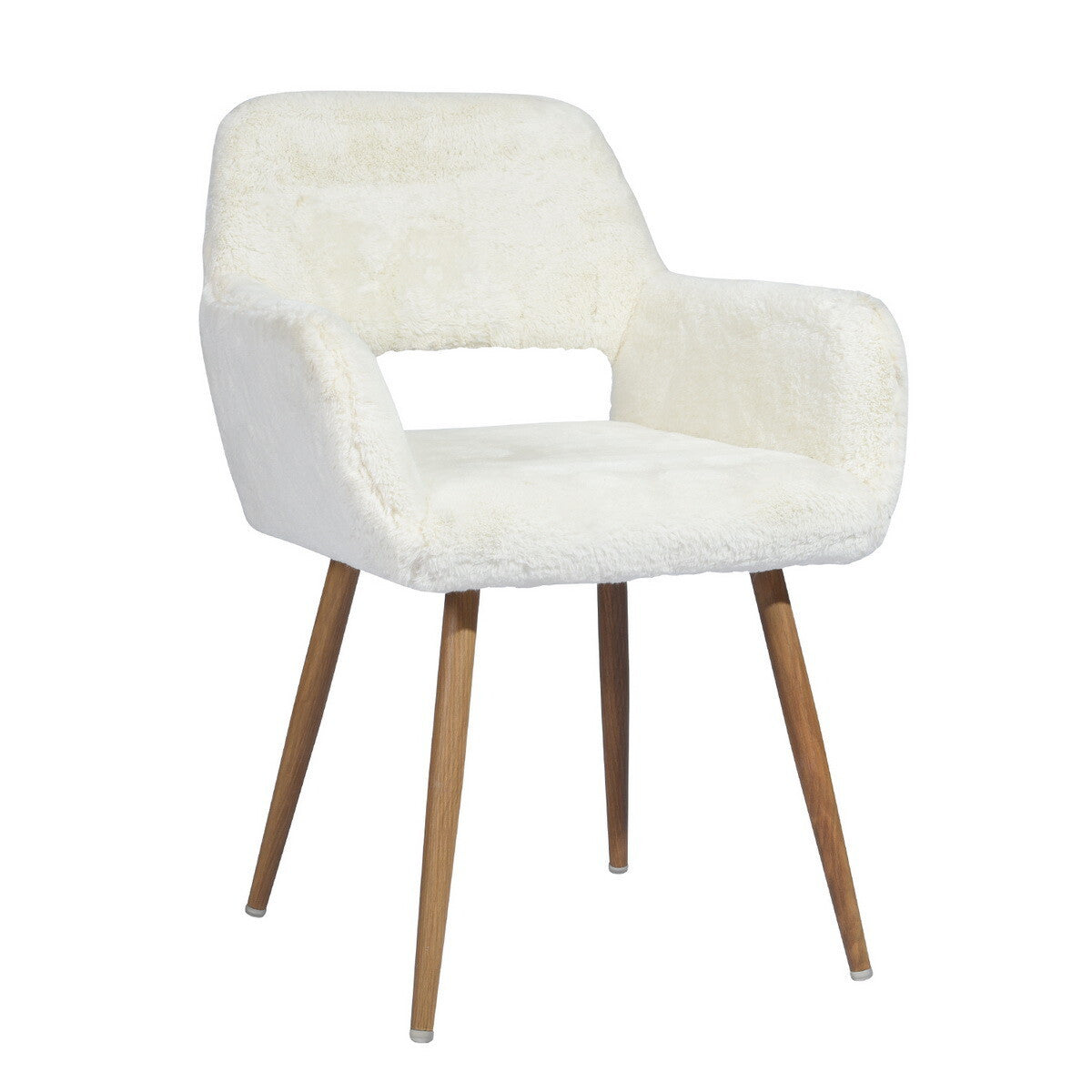 23" White and Brown Faux Fur Arm Chair-2