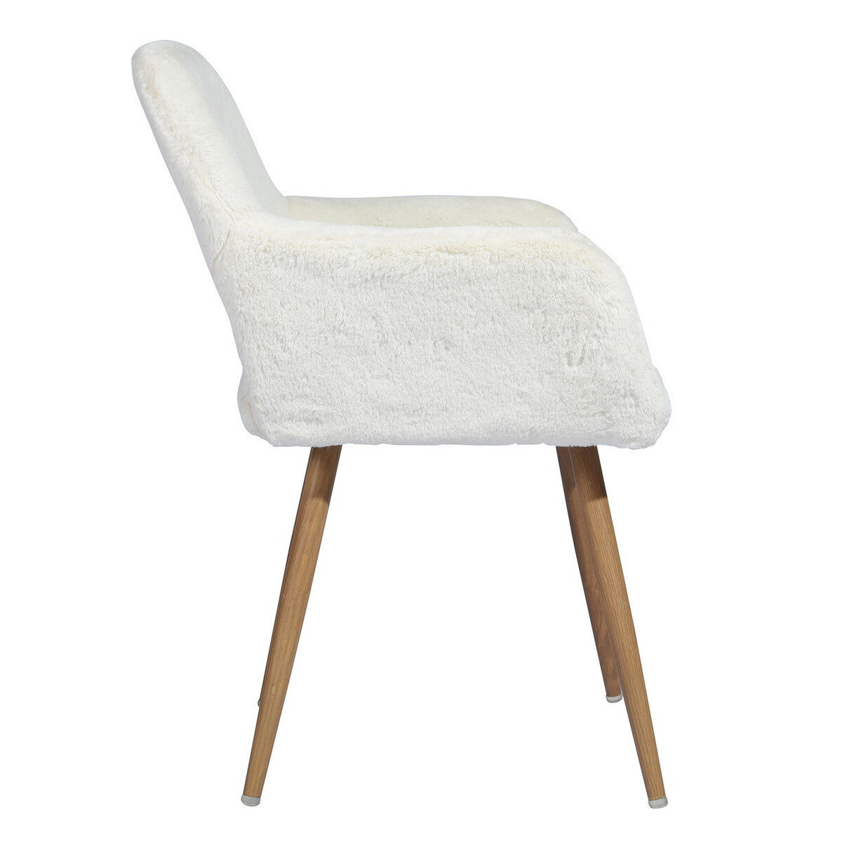 23" White and Brown Faux Fur Arm Chair-3