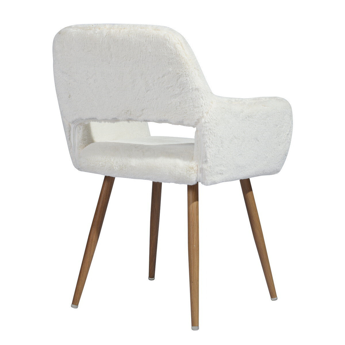 23" White and Brown Faux Fur Arm Chair-4
