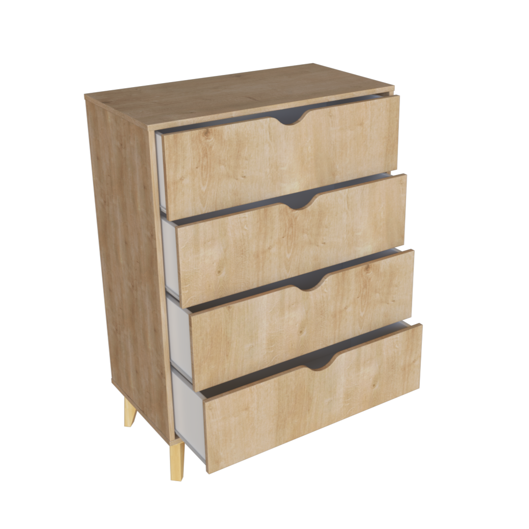 30" Natural Wood Four Drawer Dresser-2