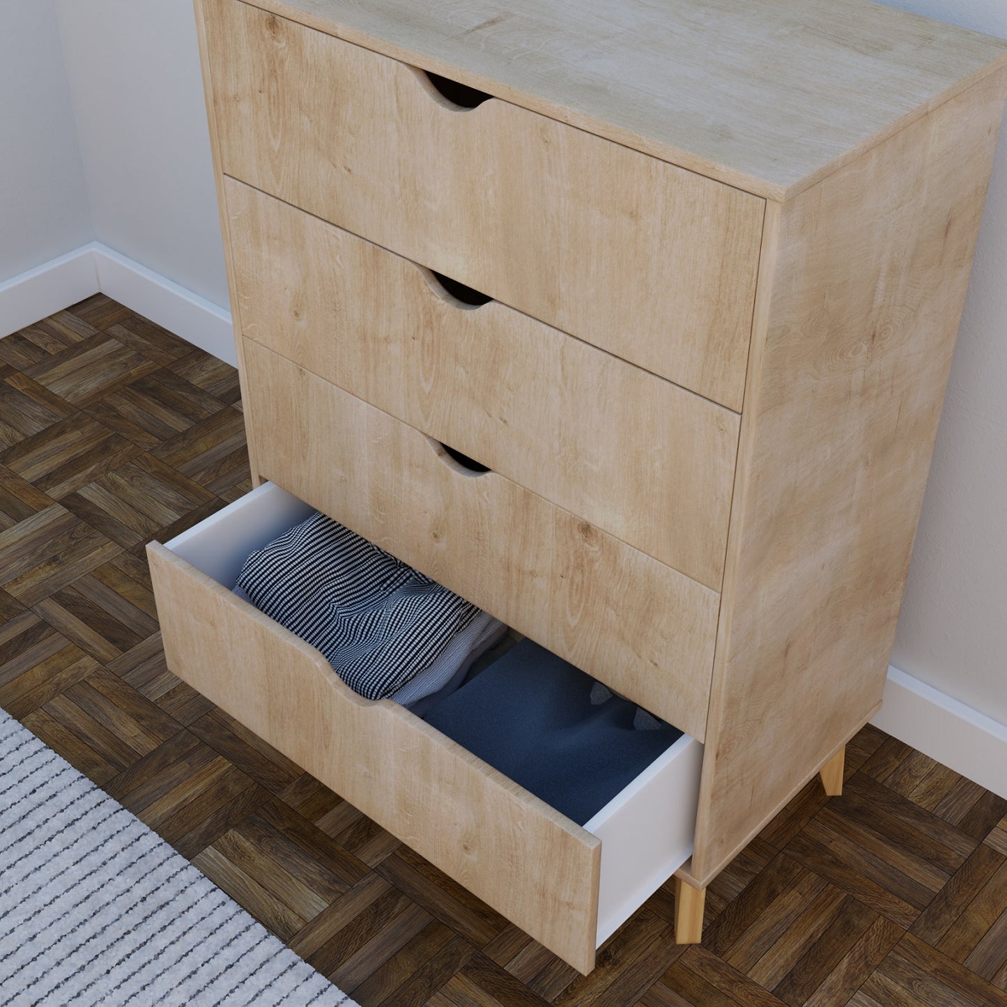 30" Natural Wood Four Drawer Dresser-6