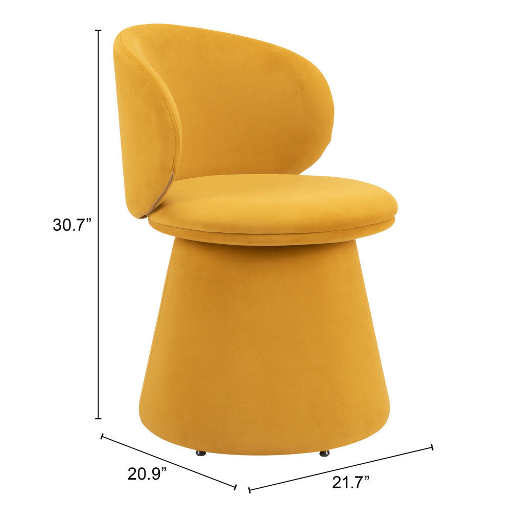 Orange Upholstered Velvet Swivel Dining Side Chair-8