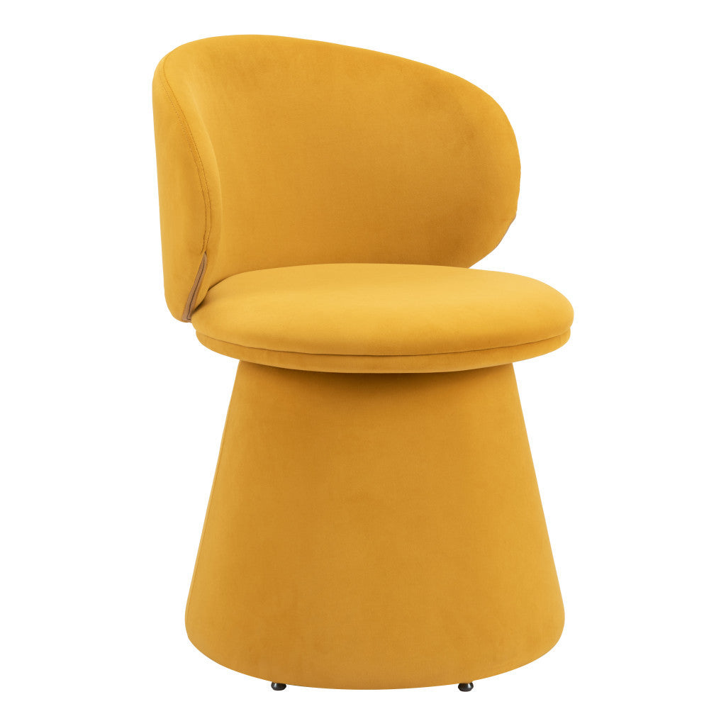 Orange Upholstered Velvet Swivel Dining Side Chair-6