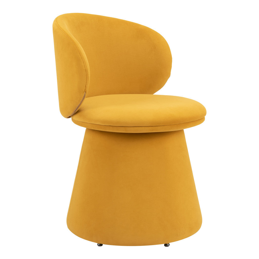 Orange Upholstered Velvet Swivel Dining Side Chair-3