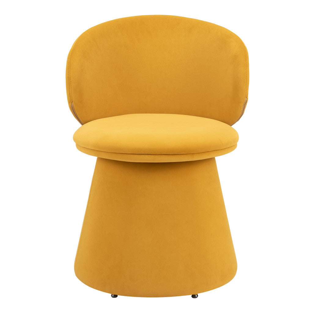 Orange Upholstered Velvet Swivel Dining Side Chair-4