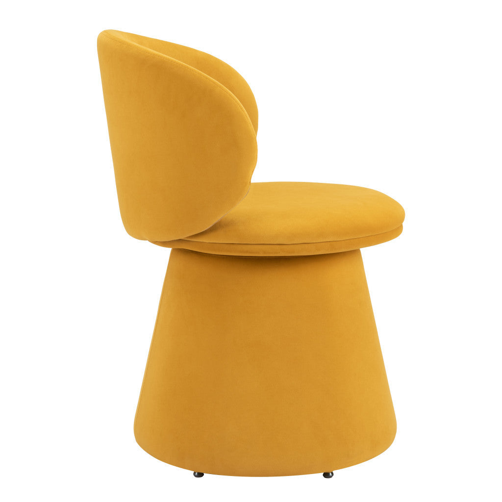 Orange Upholstered Velvet Swivel Dining Side Chair-7