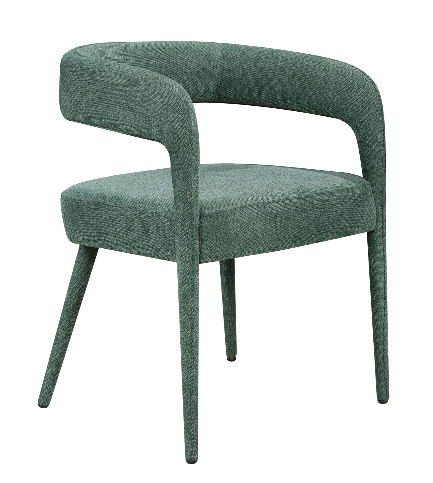 Set of Two Green Upholstered Linen Open Back Dining Side Chairs-2