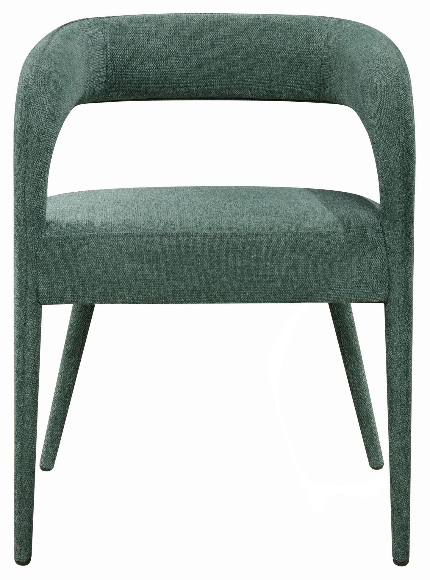 Set of Two Green Upholstered Linen Open Back Dining Side Chairs-3