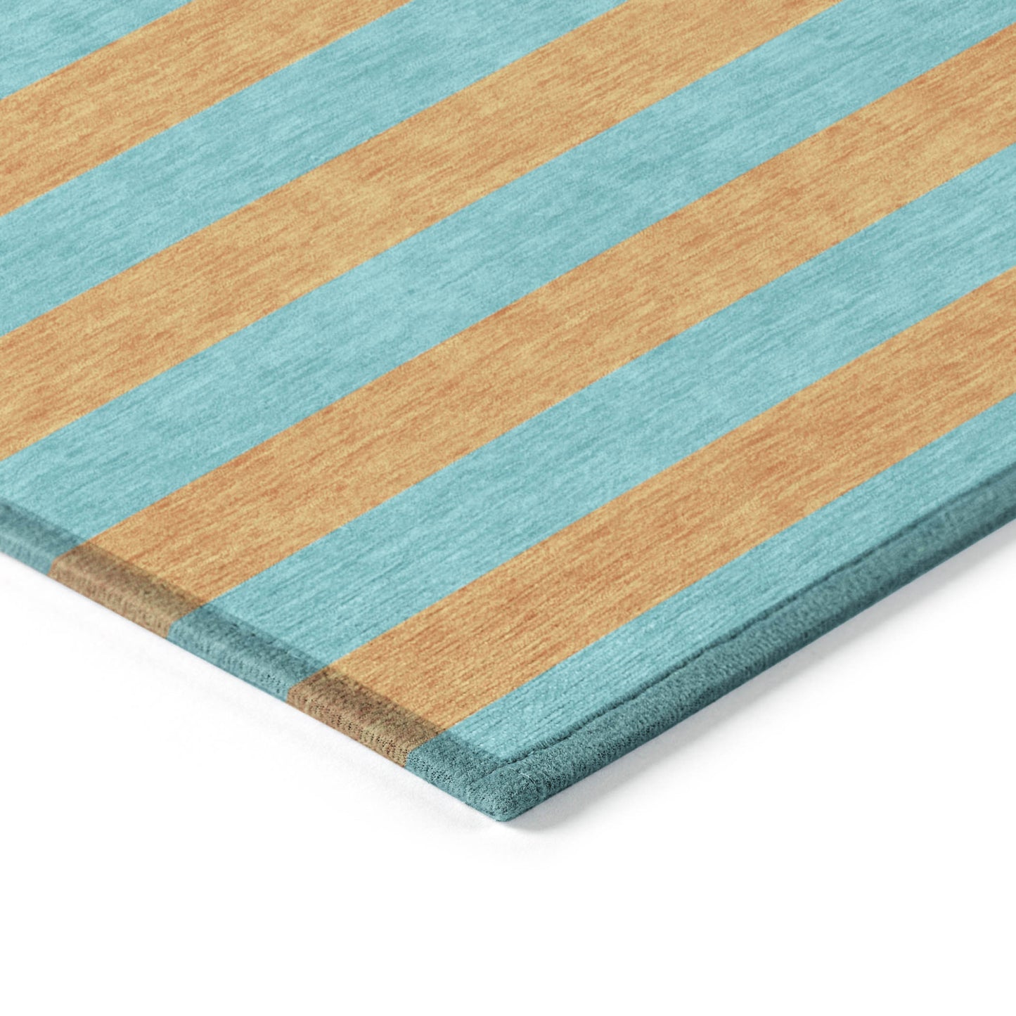 2' X 3' Aqua Striped Washable Non Skid Indoor Outdoor Area Rug-3