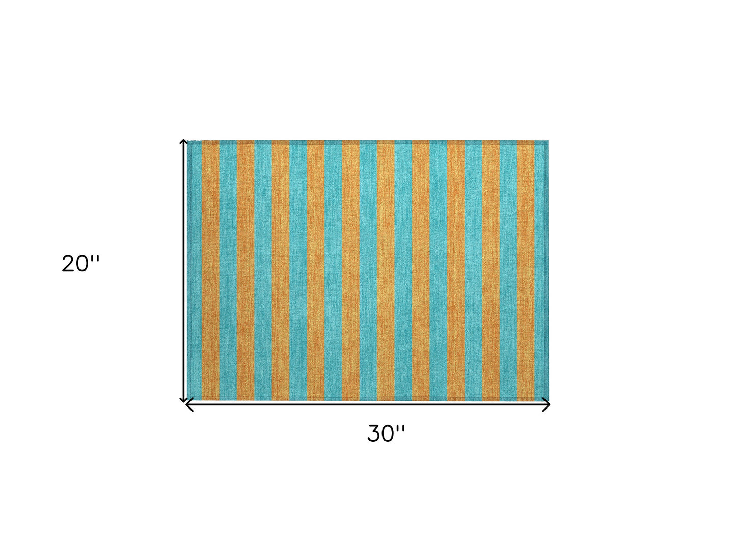 2' X 3' Aqua Striped Washable Non Skid Indoor Outdoor Area Rug-2