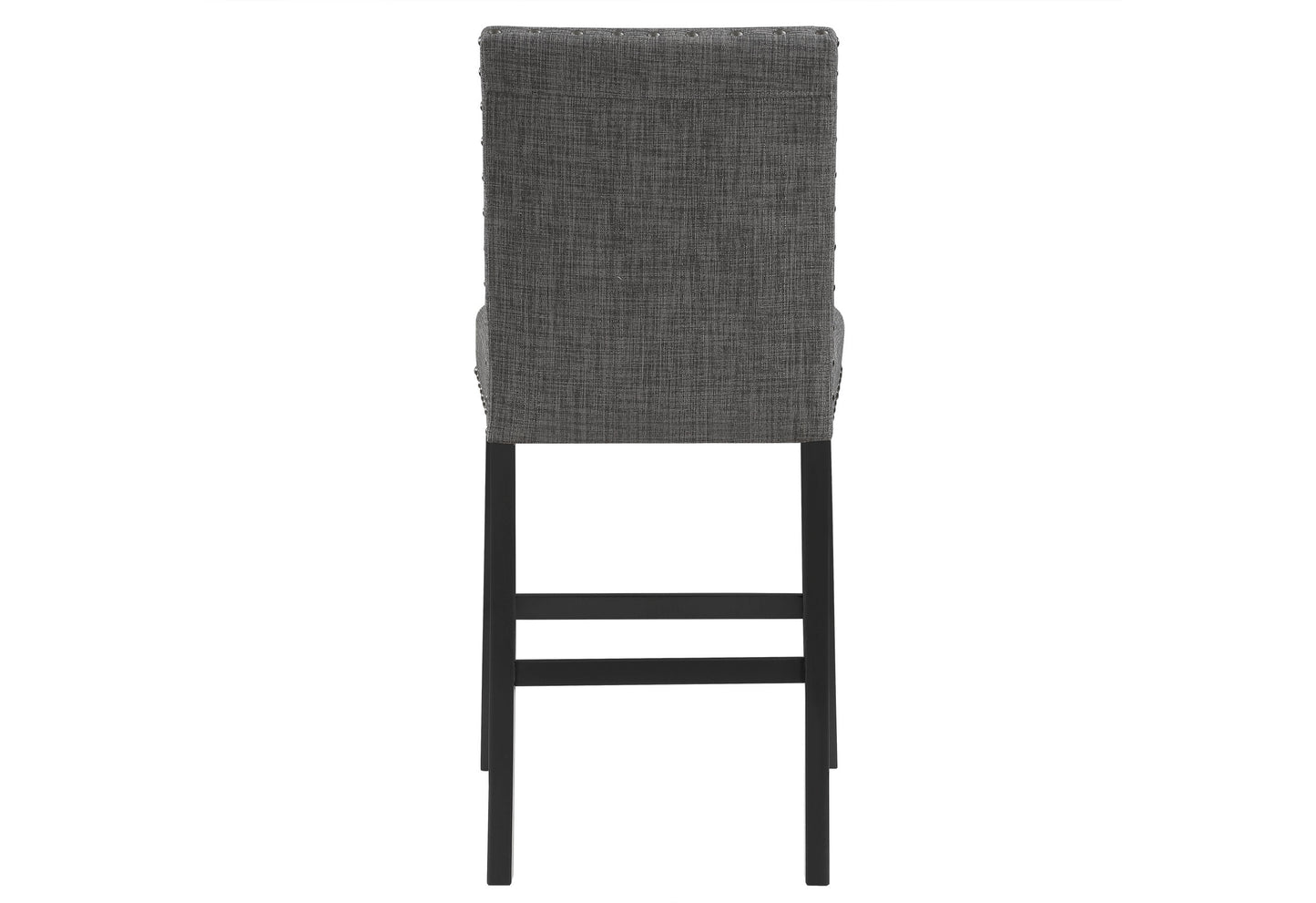 26" Gray and Black Wood and Fabric Counter Height Bar Chair-2