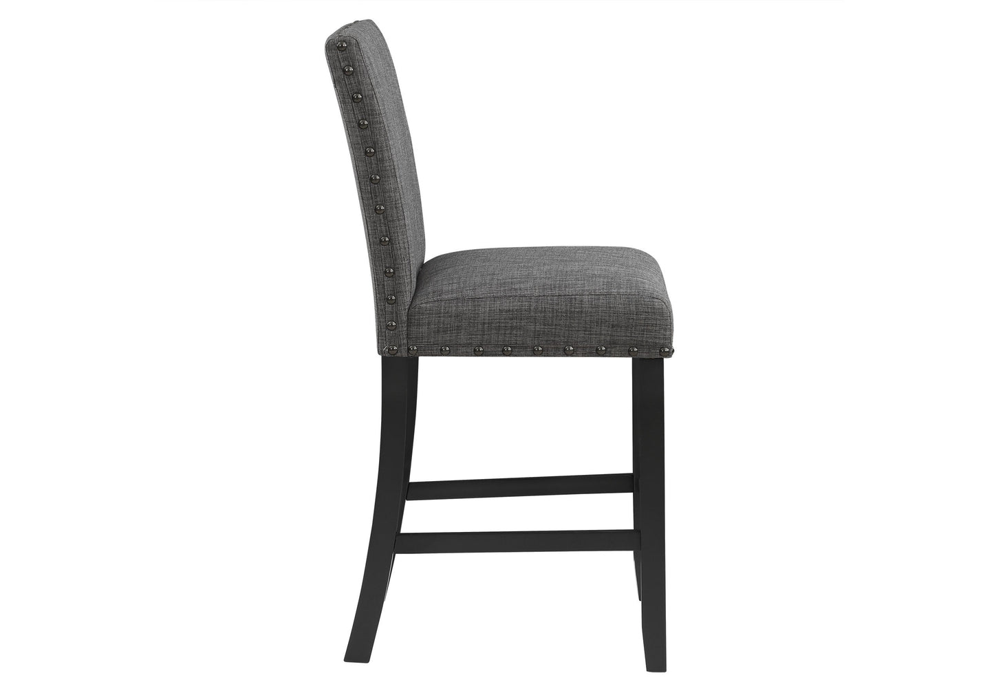 26" Gray and Black Wood and Fabric Counter Height Bar Chair-3
