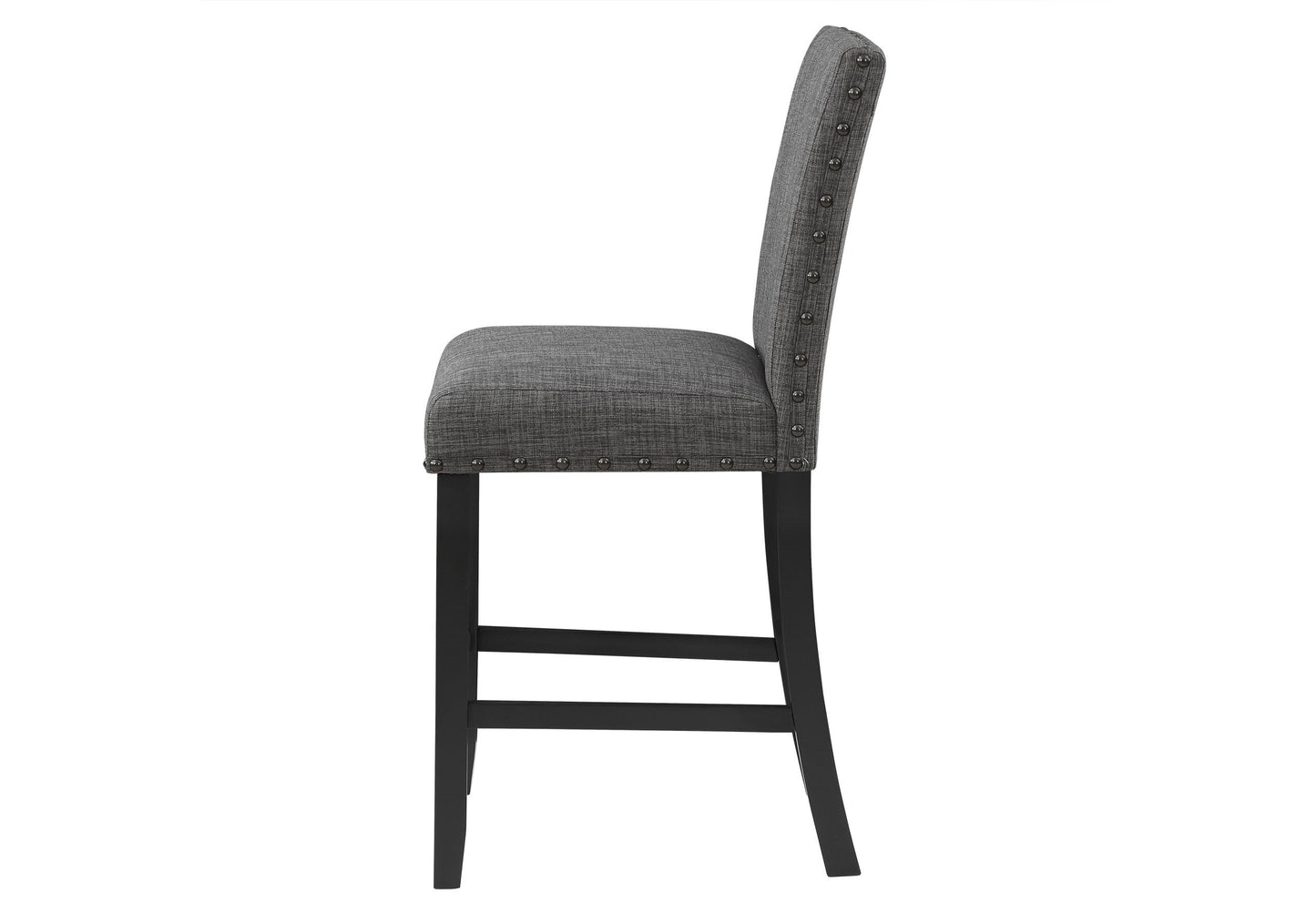 26" Gray and Black Wood and Fabric Counter Height Bar Chair-4