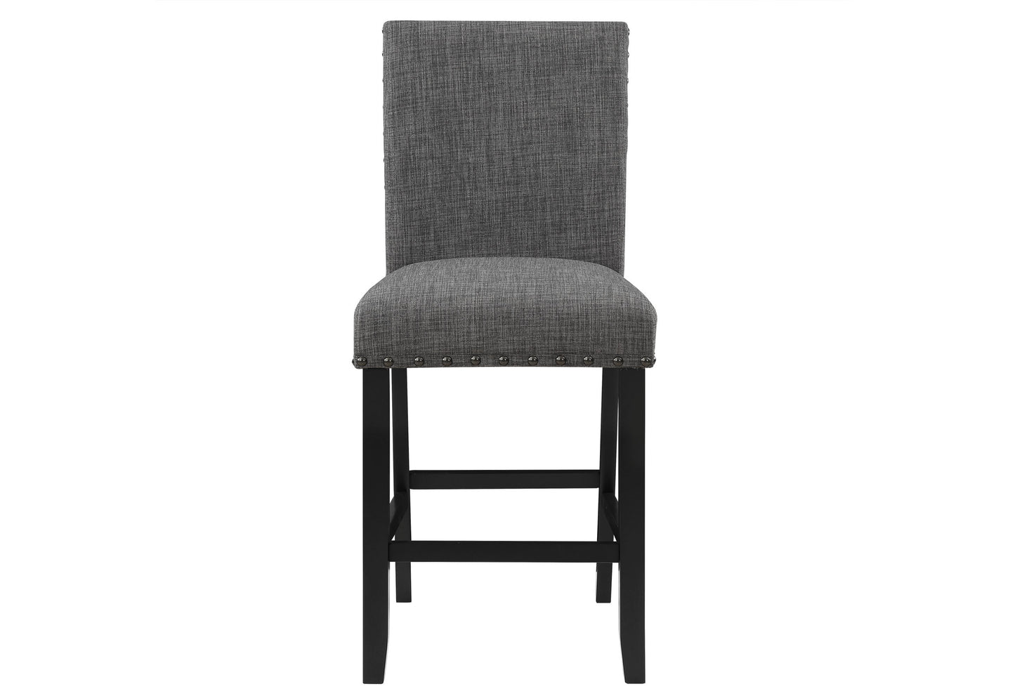 26" Gray and Black Wood and Fabric Counter Height Bar Chair-6