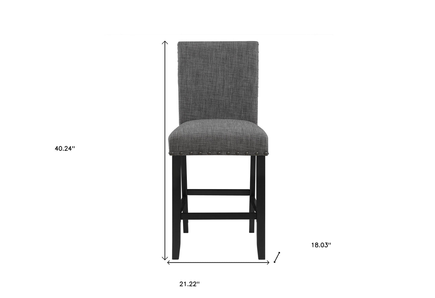 26" Gray and Black Wood and Fabric Counter Height Bar Chair-8