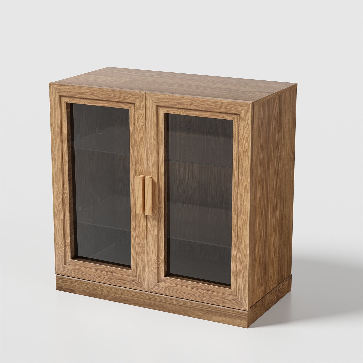 31" Natural And Clear Glass Door Accent Cabinet With Three Shelves-3