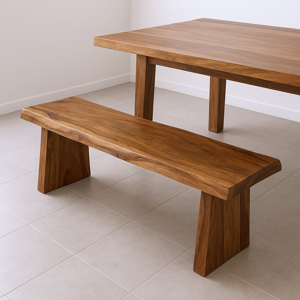 68" Brown Solid Wood Live Edge Dining Bench-0