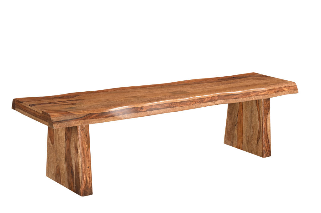 68" Brown Solid Wood Live Edge Dining Bench-1