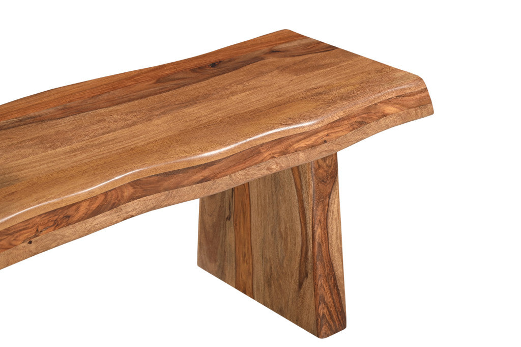 68" Brown Solid Wood Live Edge Dining Bench-7