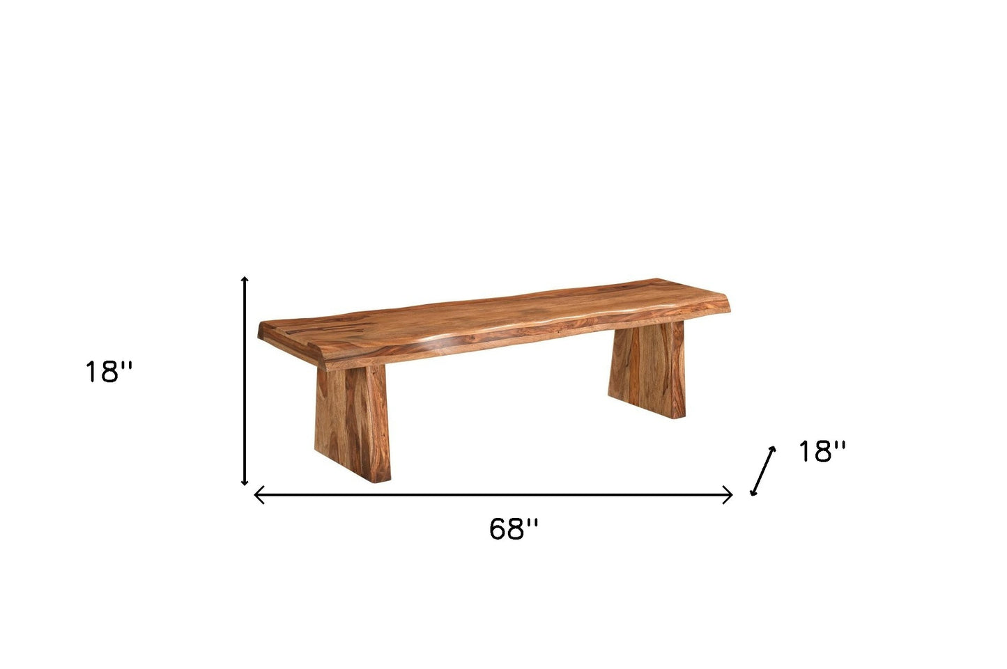 68" Brown Solid Wood Live Edge Dining Bench-8