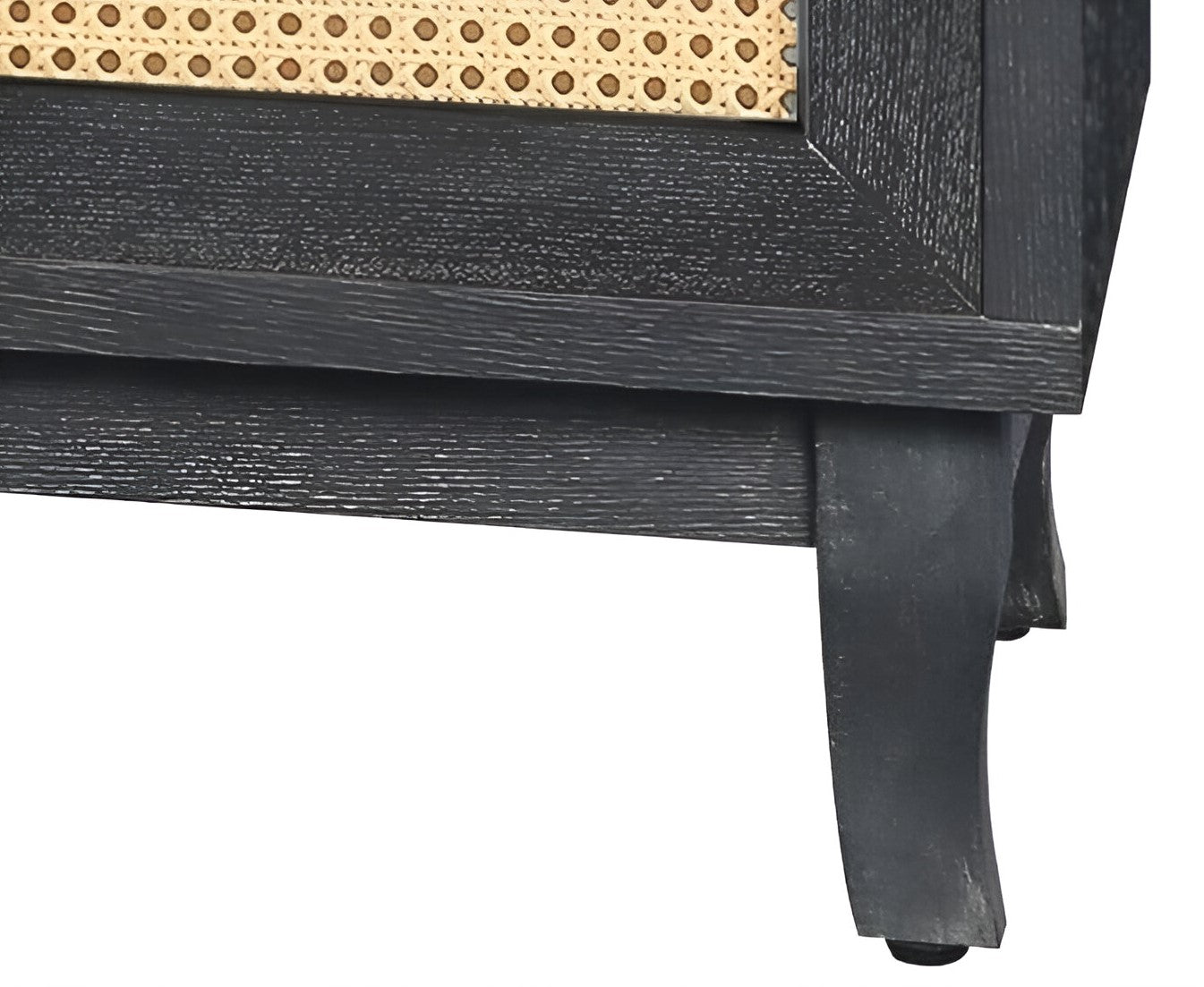65" Charcoal and Natural Wood and Rattan Sideboard with Four Doors-6