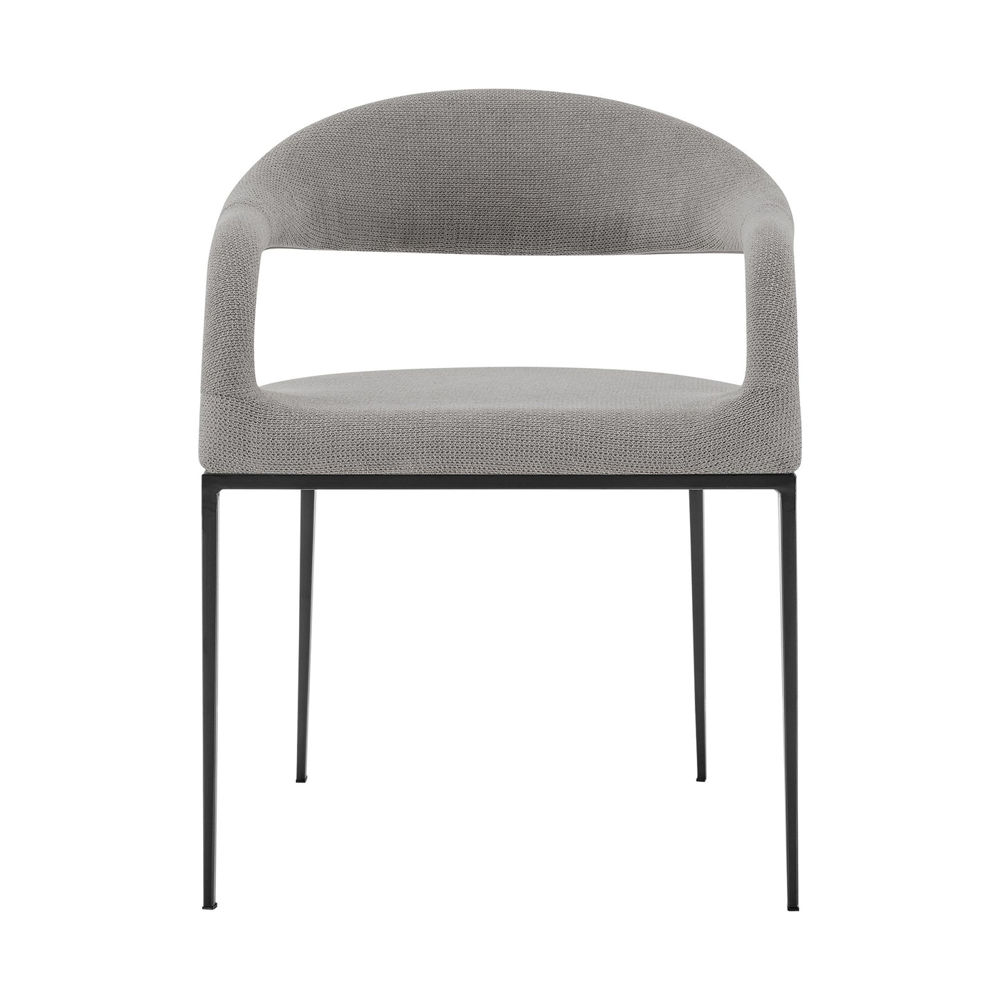 Set of Two Gray And Black Upholstered Polyester Open Back Dining Arm Chairs-2