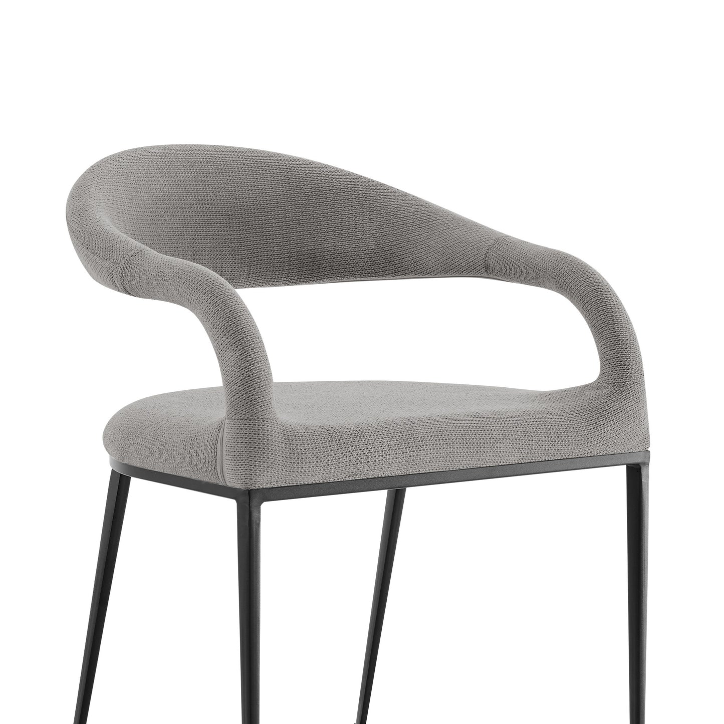 Set of Two Gray And Black Upholstered Polyester Open Back Dining Arm Chairs-7