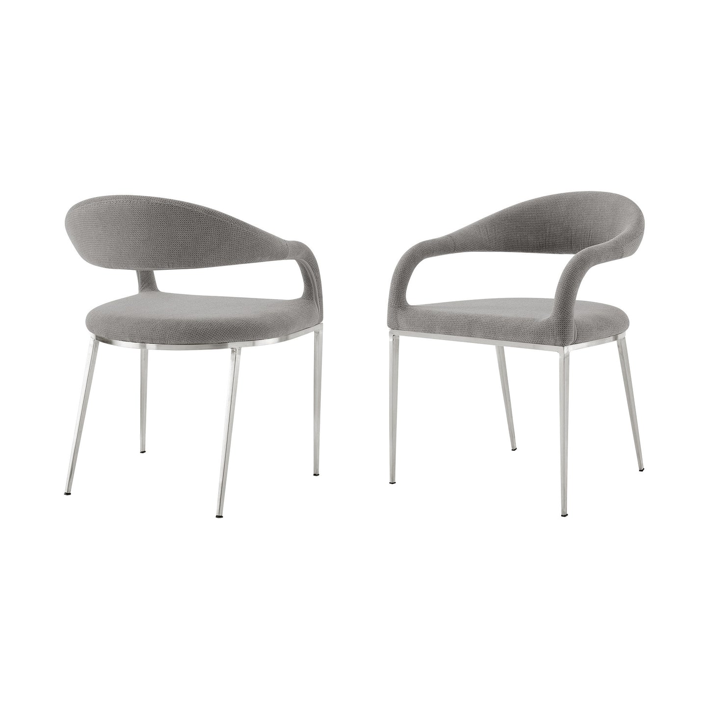 Set of Two Gray And Silver Upholstered Polyester Open Back Dining Arm Chairs-6