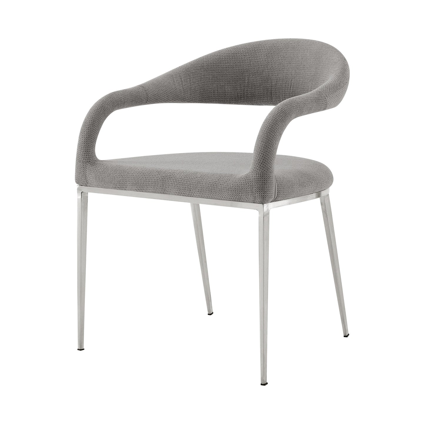 Set of Two Gray And Silver Upholstered Polyester Open Back Dining Arm Chairs-4