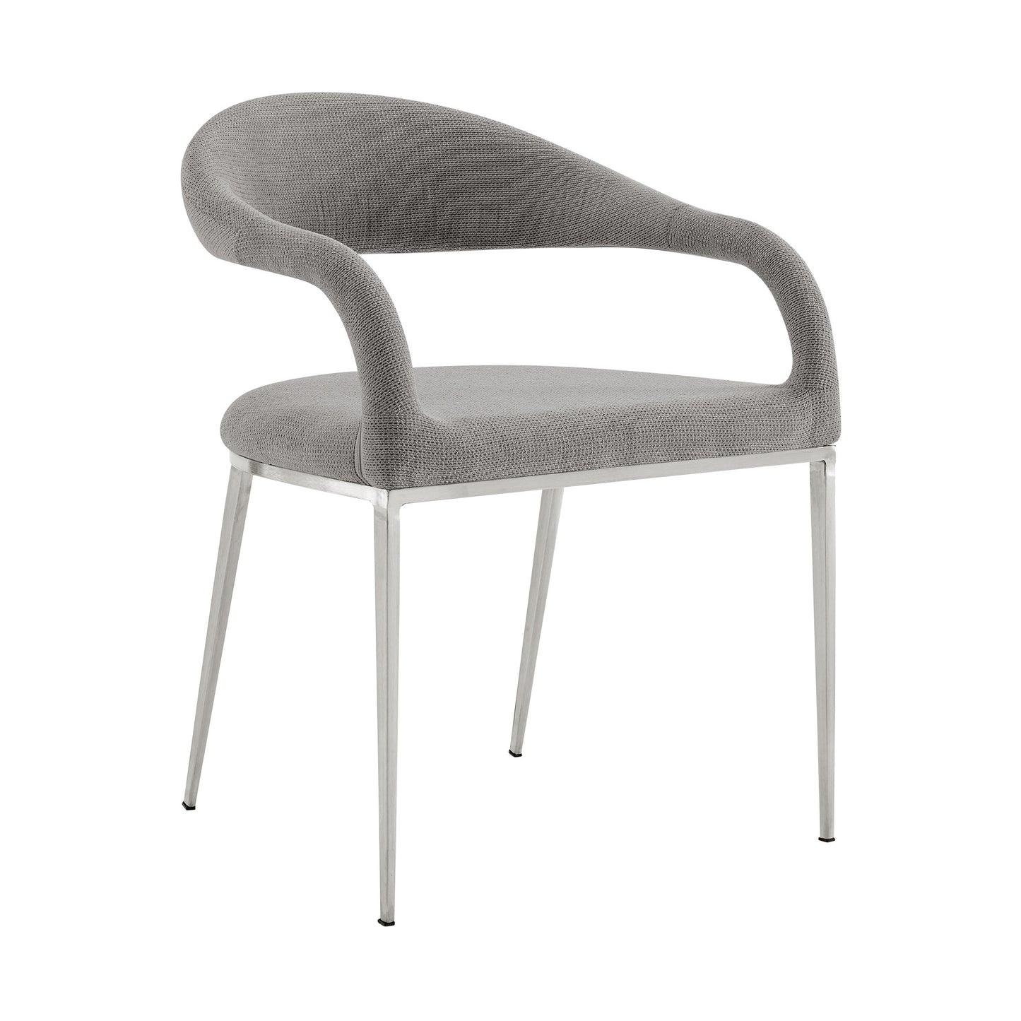 Set of Two Gray And Silver Upholstered Polyester Open Back Dining Arm Chairs-0