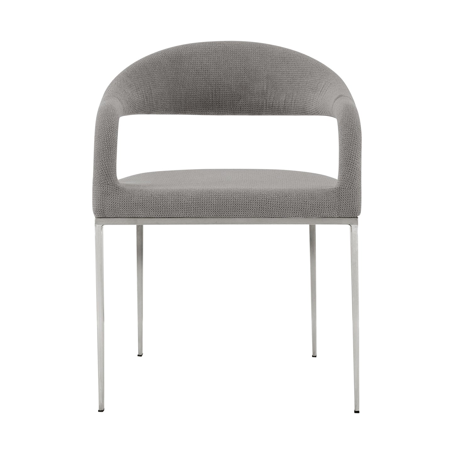 Set of Two Gray And Silver Upholstered Polyester Open Back Dining Arm Chairs-2