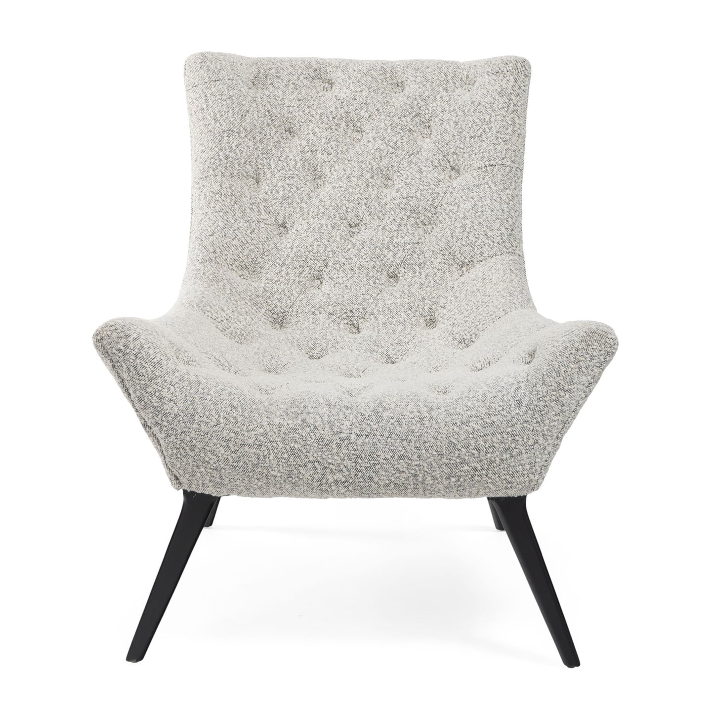 32" Gray and Black Tufted Boucle Lounge Chair-3