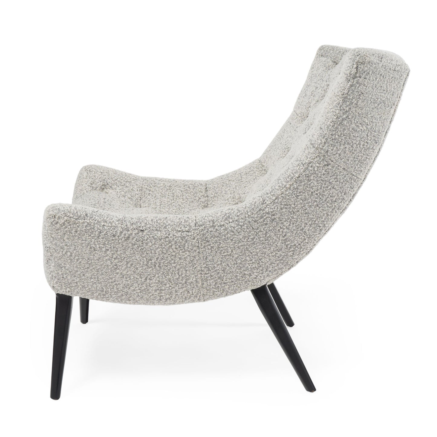 32" Gray and Black Tufted Boucle Lounge Chair-4