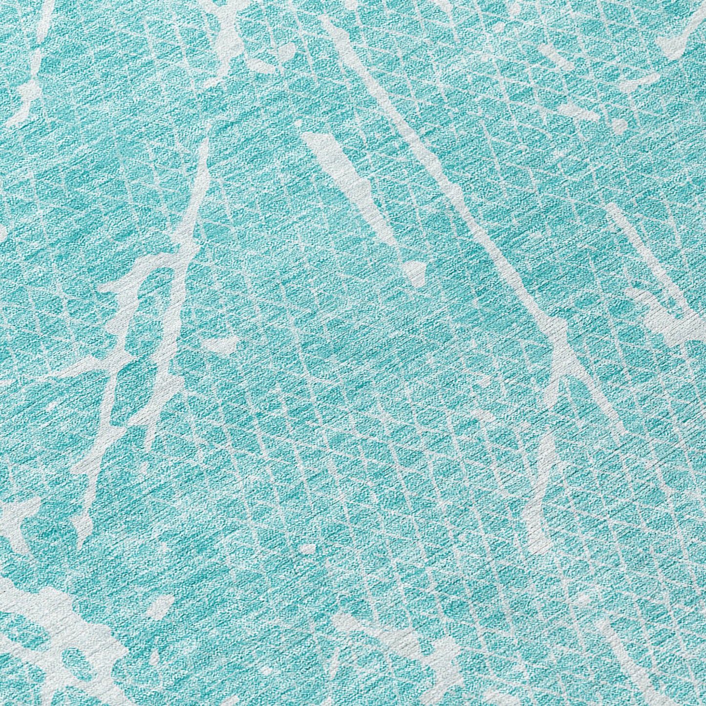 8' Teal Blue And Ivory Round Abstract Washable Indoor Outdoor Area Rug-6