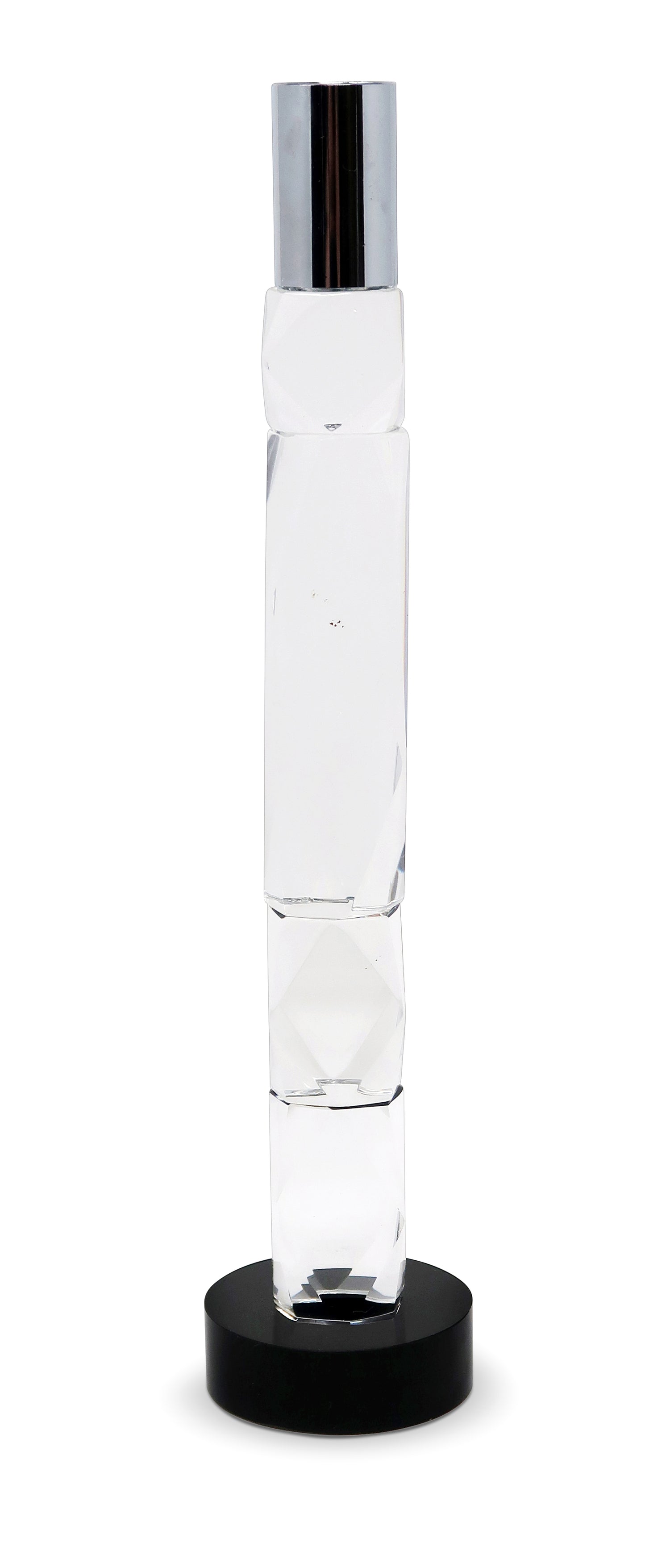 11" Silver Clear And Black Crystal Tabletop Taper Candlestick-2