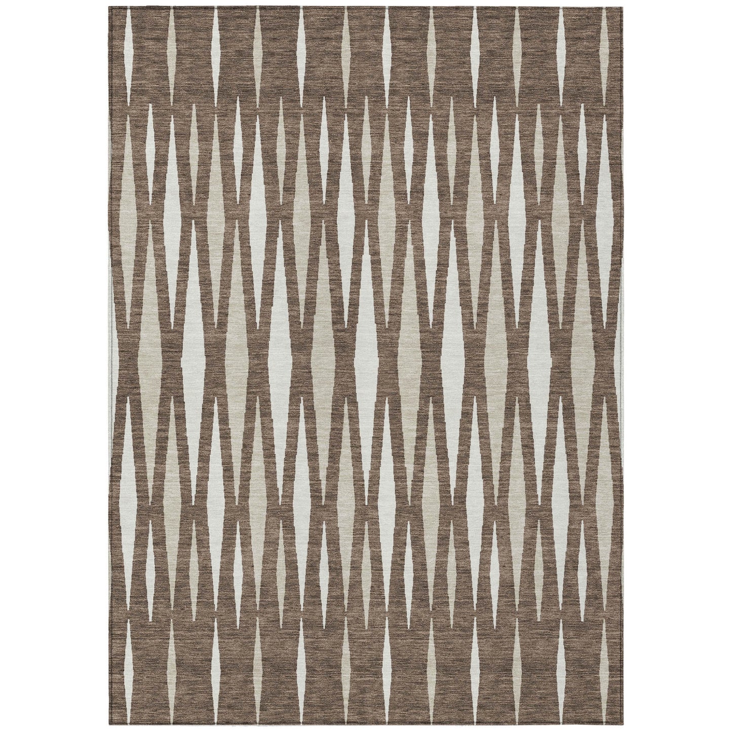5' X 8' Brown And Ivory Geometric Washable Indoor Outdoor Area Rug-1