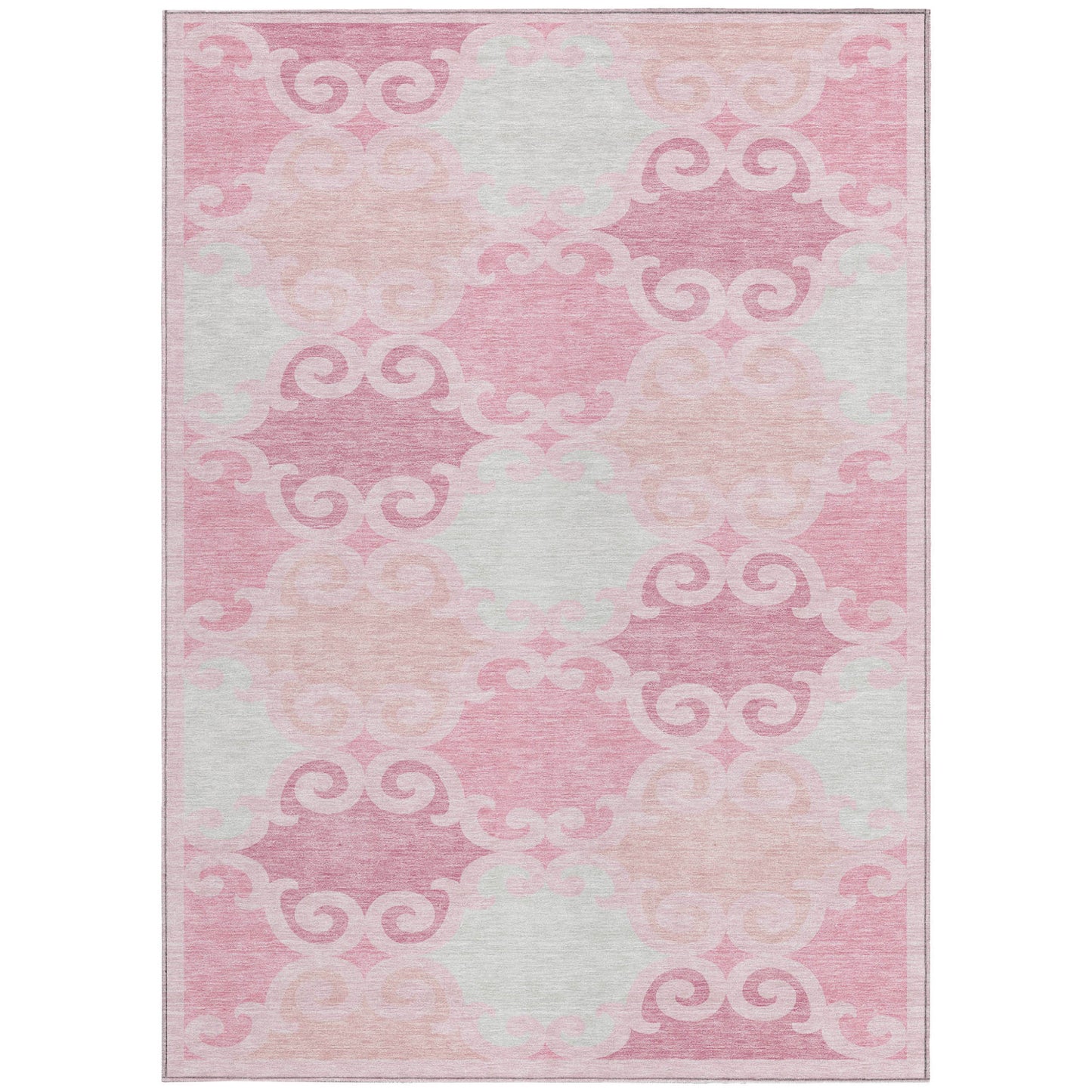 3' X 5' Pink And Gray Trellis Washable Indoor Outdoor Area Rug-6