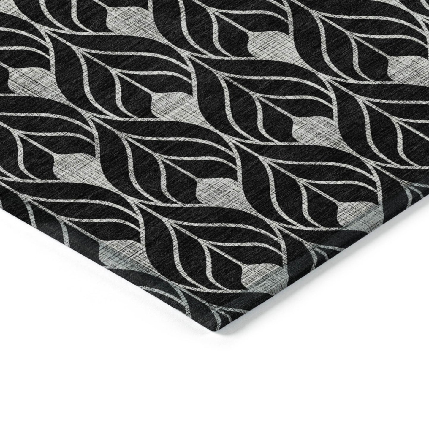 3' X 5' Black And Ivory Geometric Washable Indoor Outdoor Area Rug-3