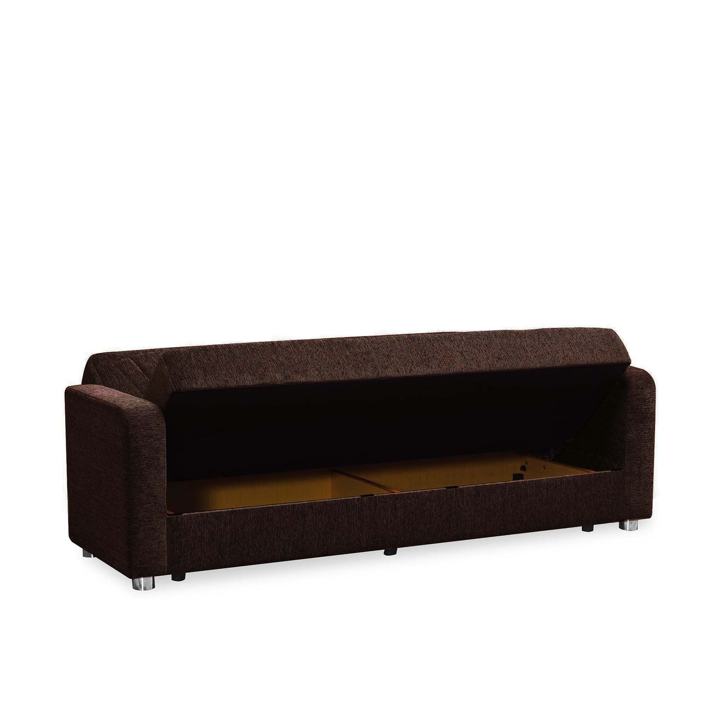87" Dark Brown Chenille Convertible Futon Sleeper Sofa And Toss Pillows With Storage-2
