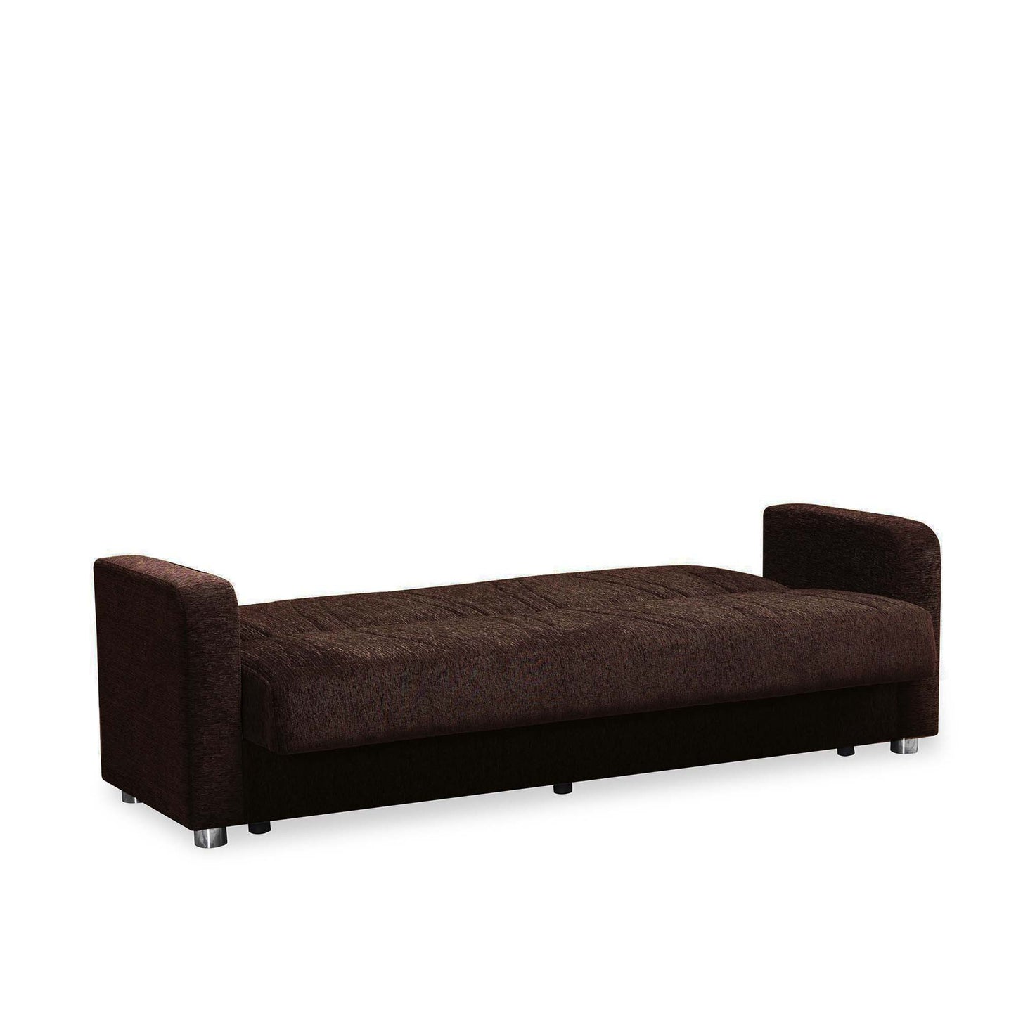 87" Dark Brown Chenille Convertible Futon Sleeper Sofa And Toss Pillows With Storage-3