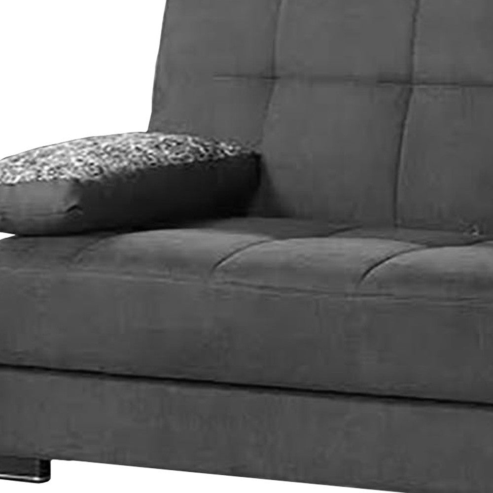 75" Gray Chenille Convertible Futon Sleeper Sofa And Toss Pillows With Storage-4