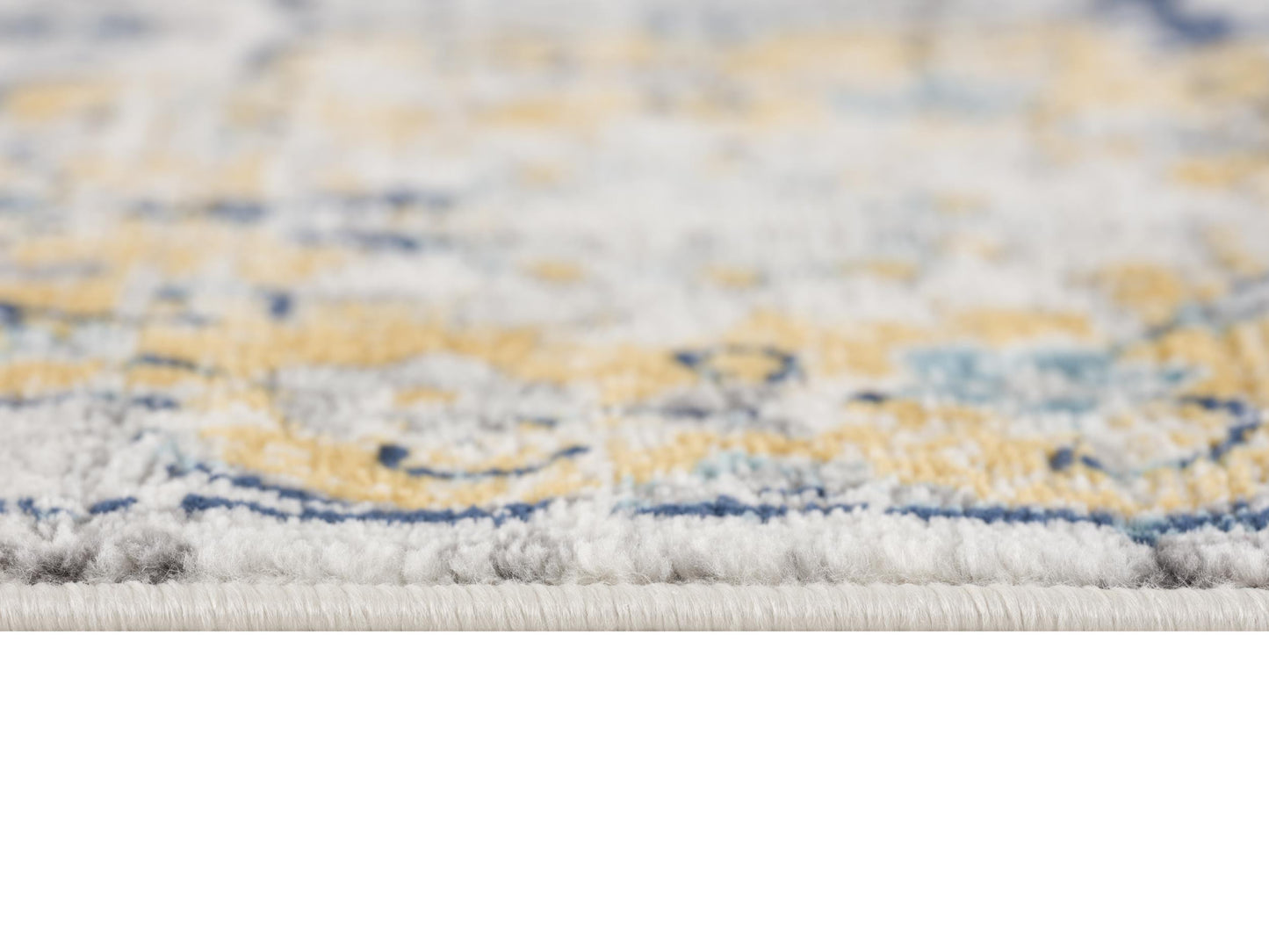 2' X 3' Blue Gray And Gold Floral Medallion Area Rug-4
