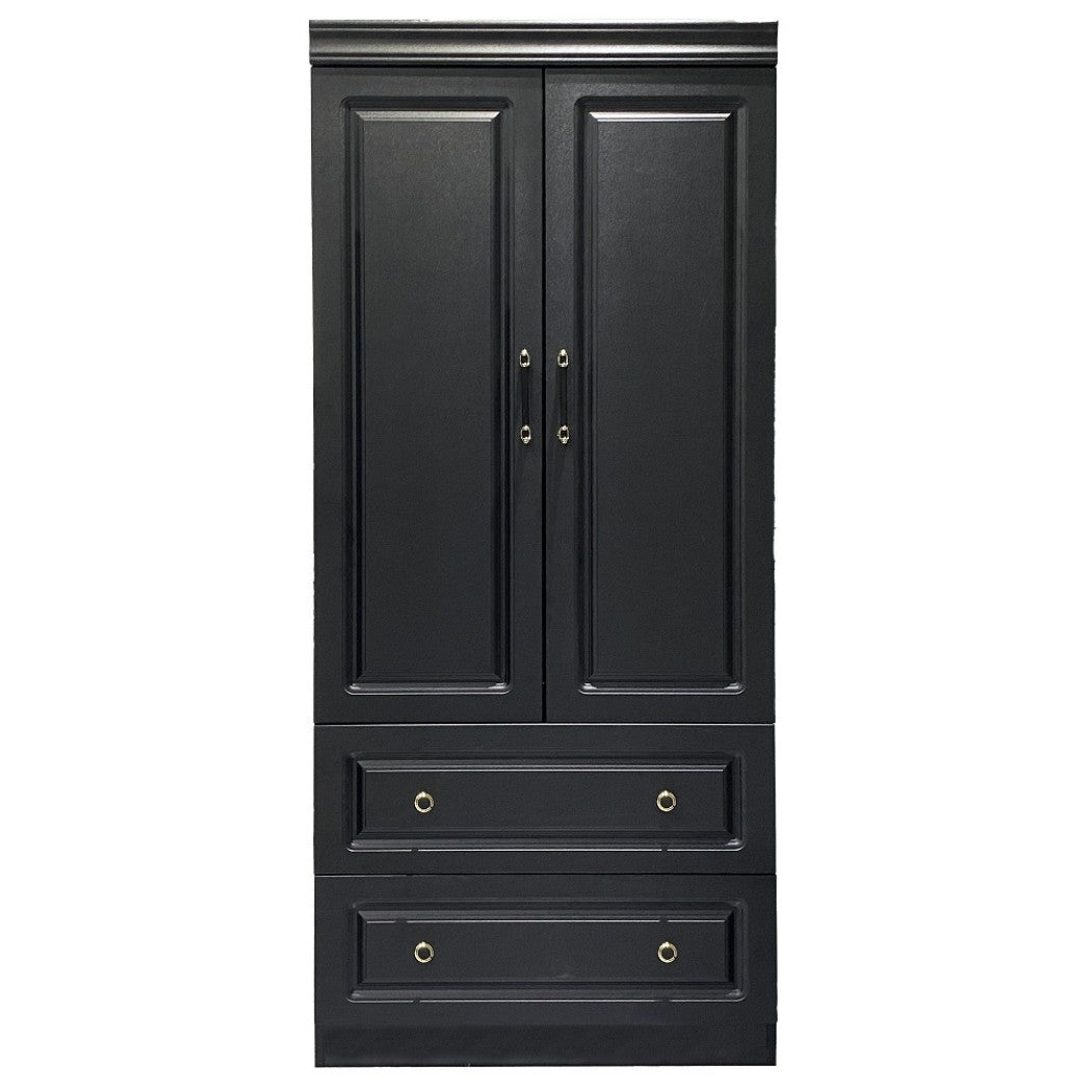 71" Black Wood Two Door Two Drawer Combo Dresser-1