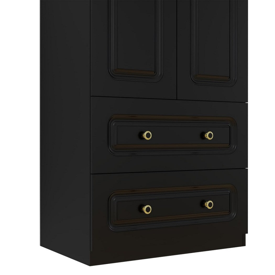 71" Black Wood Two Door Two Drawer Combo Dresser-3