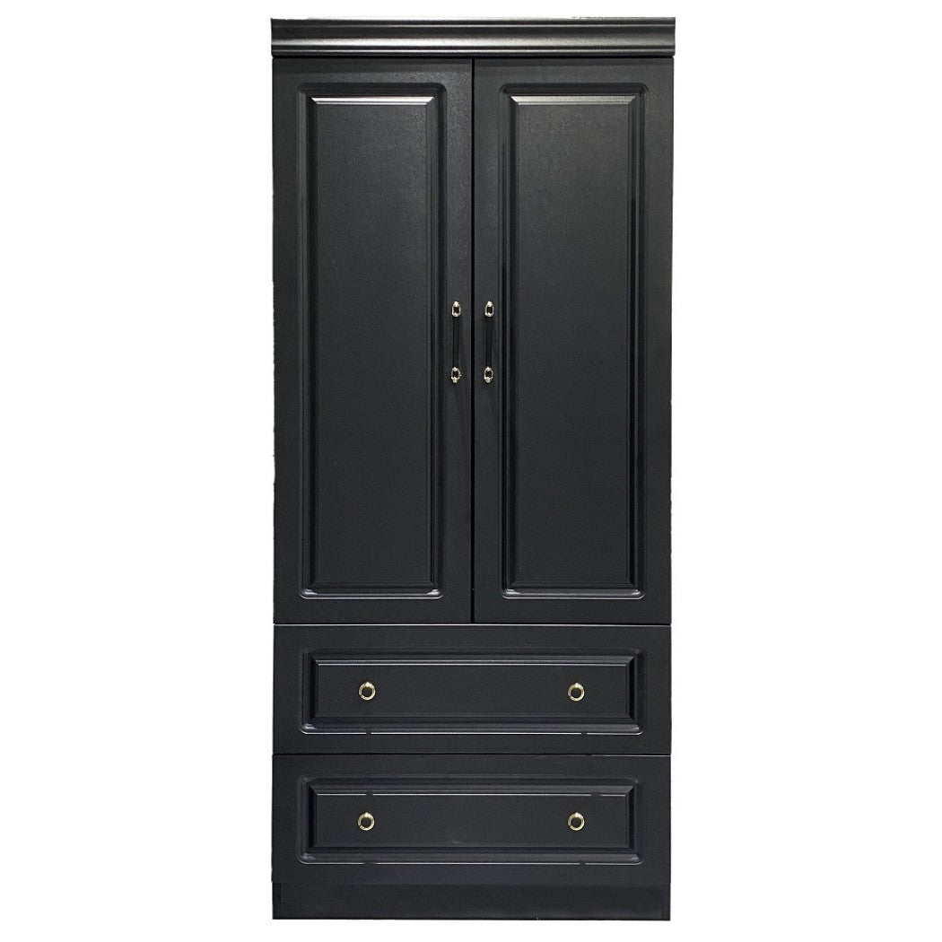 71" Black Wood Two Door Two Drawer Combo Dresser-5