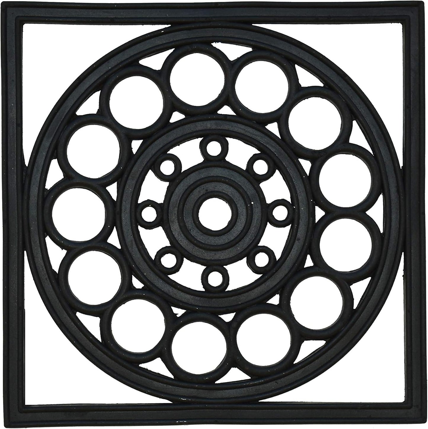 16" X 16" Black Square Outdoor Rubber Door Mat-0
