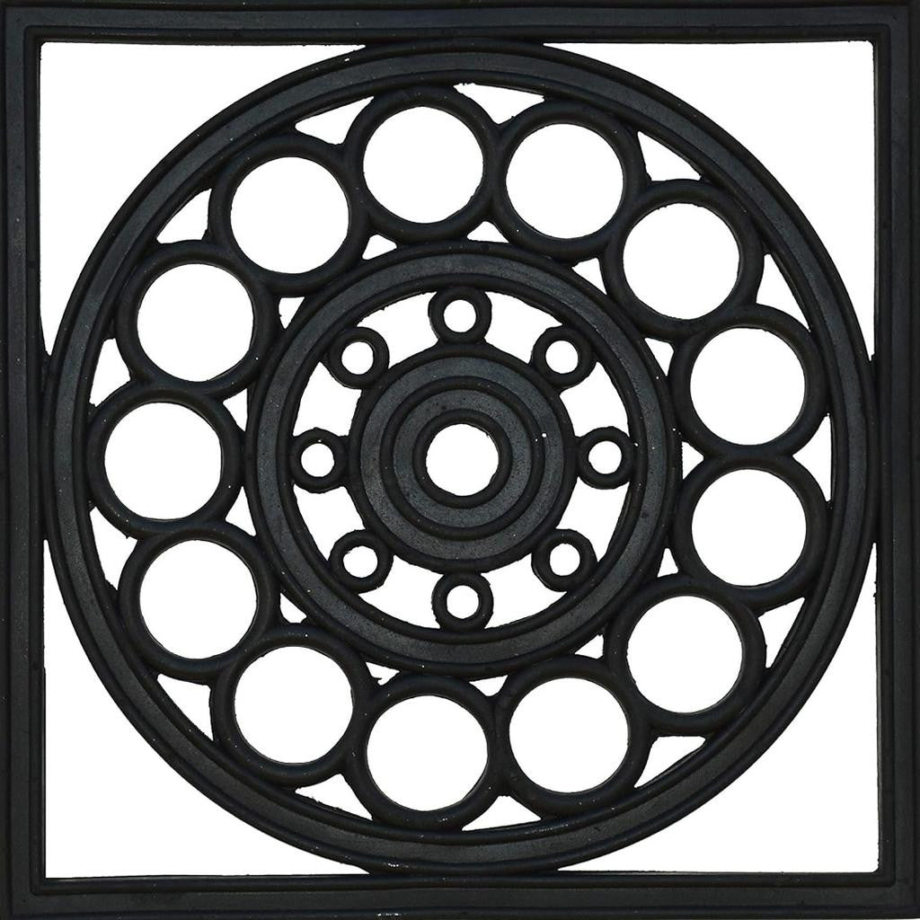 16" X 16" Black Square Outdoor Rubber Door Mat-2