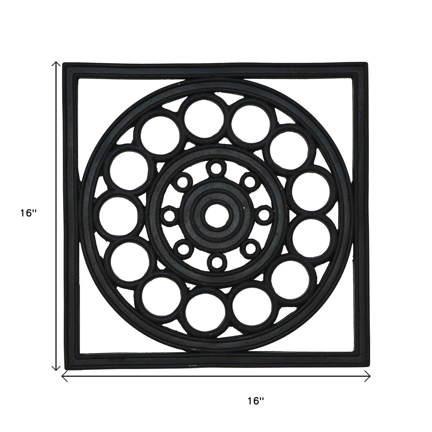 16" X 16" Black Square Outdoor Rubber Door Mat-6